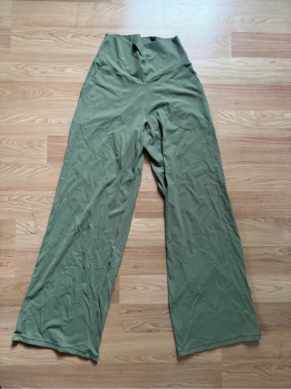 aerie Olive Green Wide-Leg High-Rise Pants